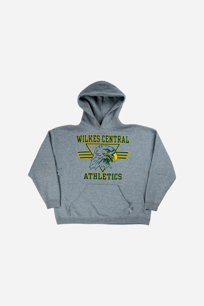 Vintage Russell Athletic Kids Sweatshirt Hoodie 'Wilkes Central' [2000s] Unisex Small