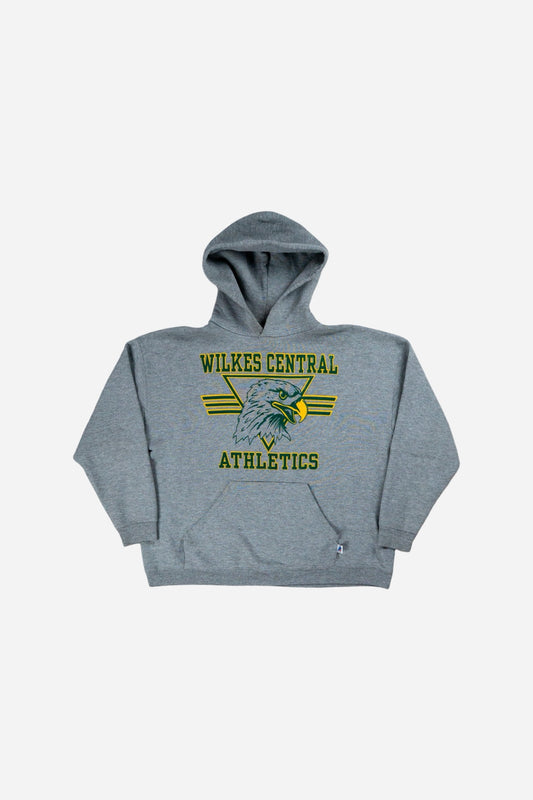 Vintage Russell Athletic Kids Sweatshirt Hoodie 'Wilkes Central' [2000s] Unisex Small