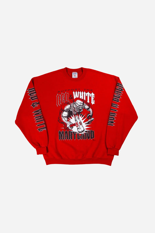 Vintage Jerzees Sweatshirt 'Red & White Maryland' [2000s] Medium