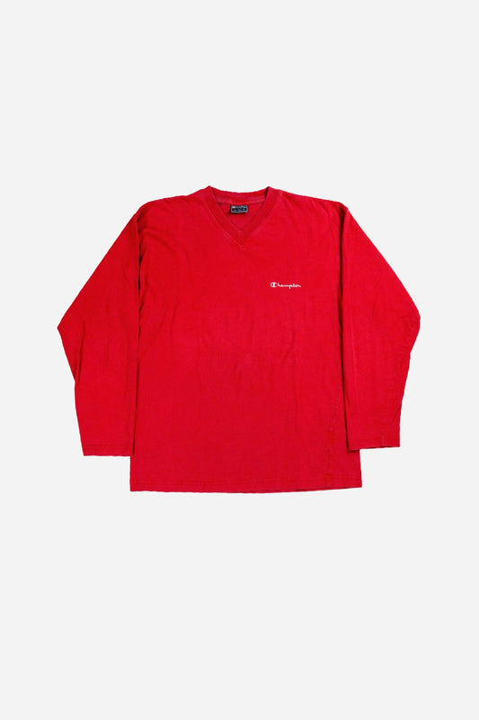 Vintage Champion V - Neck Longsleeve T-Shirt - Sportswear [1990er]