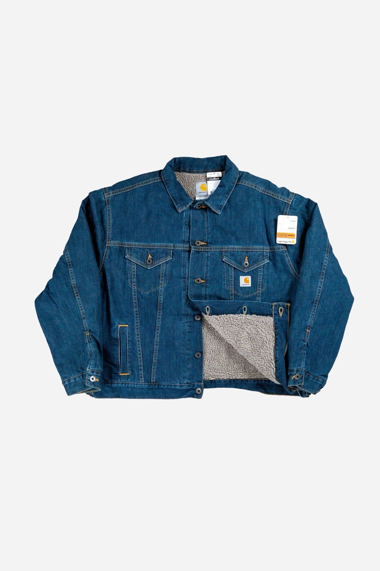 Vintage Carhartt Sherpa Denim Jacke Gefüttert - Workwear [2010er]