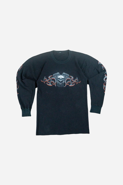 Vintage Longsleeve T-Shirt 'Skull Tribal' [2000s] Medium