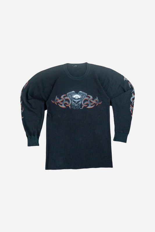 Vintage Longsleeve T-Shirt 'Skull Tribal' [2000s] Medium