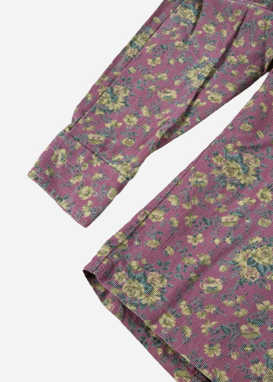 Vintage Azzurra Casual Flower Cord Shirt [1990s] Small