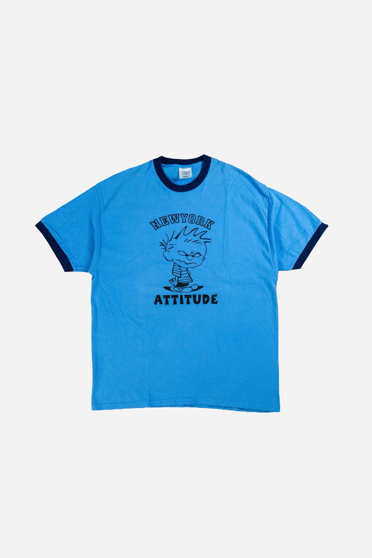 Vintage Ringer T-Shirt 'New York Attitude' [1990s] XLarge