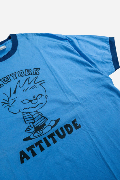 Vintage Ringer T-Shirt 'New York Attitude' [1990s] XLarge