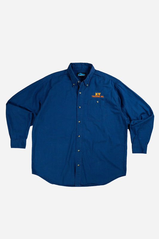 Vintage Tri-Mountain Button Down Shirt 'MW, Trucking Inc' [1990s] XLarge