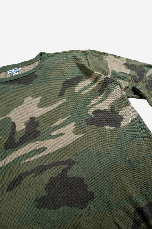 Vintage Old Navy Kids Camo Waffle Longsleeve [2000s] Small