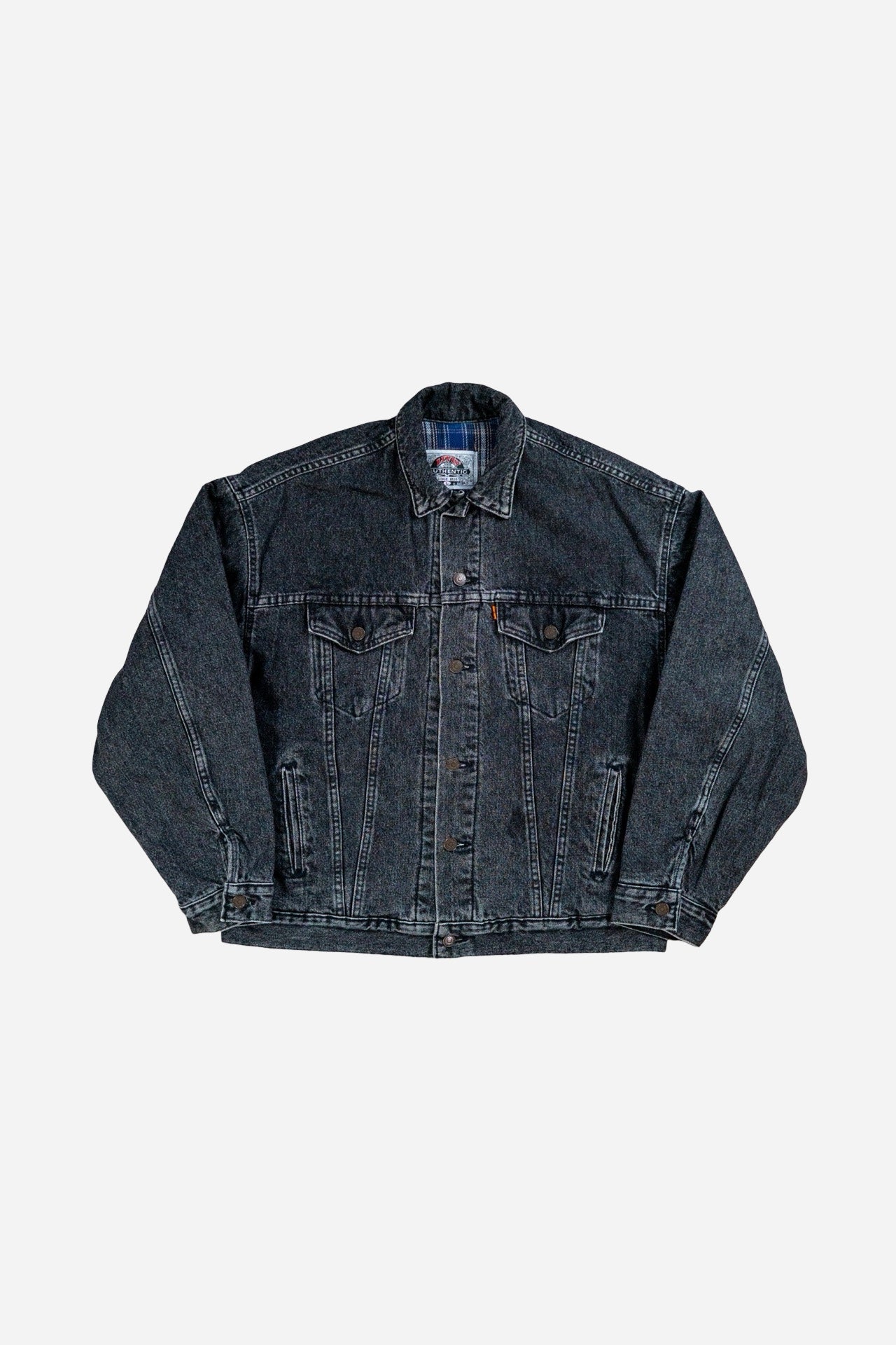 Vintage Levi's 'Orange Tab' Denim Trucker Jacke Gefüttert - Sportswear [1990er]