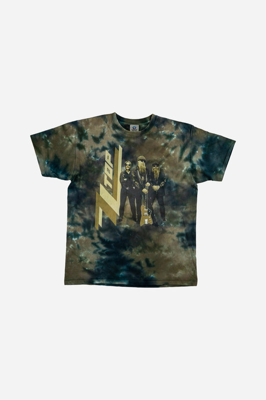 Vintage Liquid Blue Tie - Dye T-Shirt 'ZZ Top' - Sportswear [1990er]