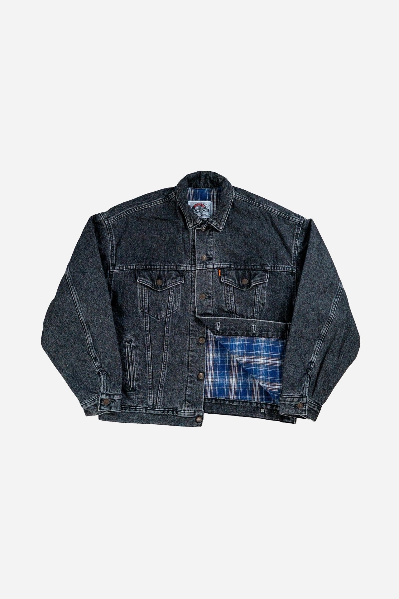 Vintage Levi's 'Orange Tab' Denim Trucker Jacke Gefüttert - Sportswear [1990er]