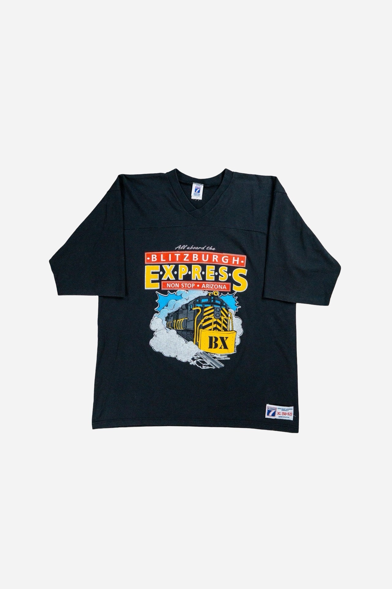 Vintage Logo 7 Single Stitch V - Neck T-Shirt 'Blitzburgh Express' - Sportswear [1990er]